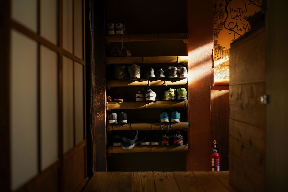Organized shoe rack and bespoke wardrobe elements